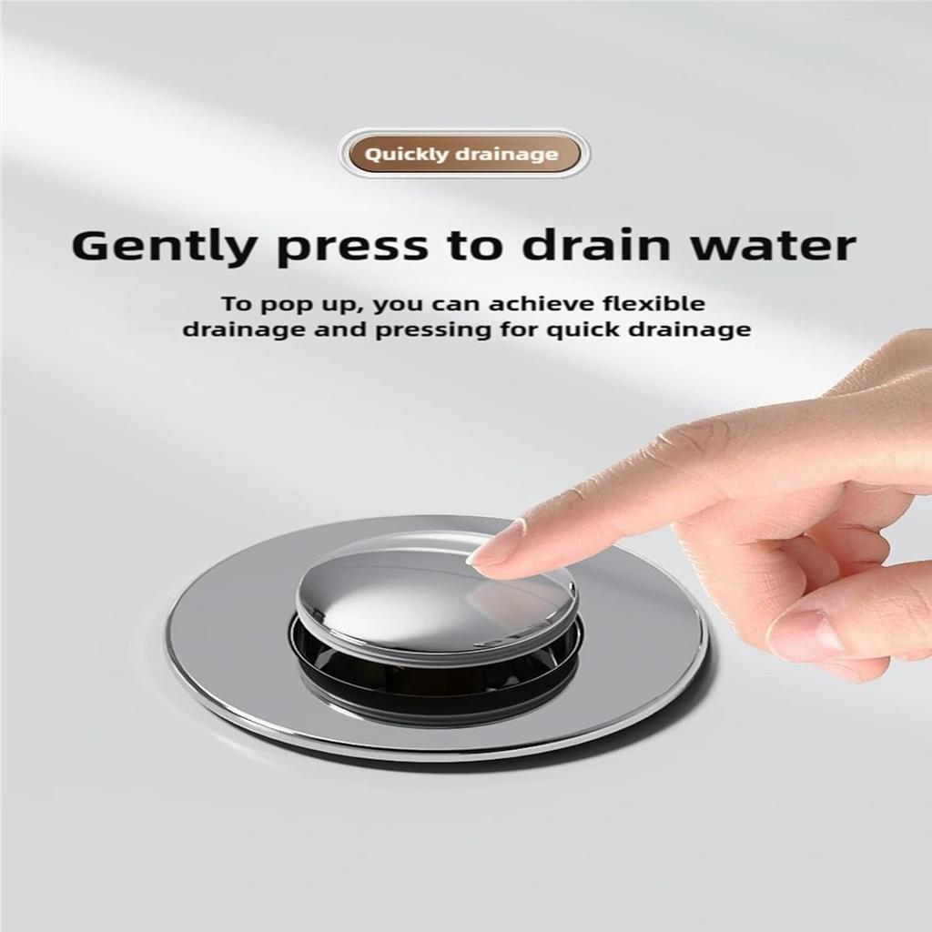 Bathroom Sink Stopper Hair Catcher, Pop-Up Drain Strainer with Stainless Steel Basket, Prevents Clogs, Bathtub Strainer Hair Catcher, Shower Drain