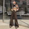 2024 Autumn/Winter Maillard Wear High Waist Wide Leg Jeans Women'S American Casual Versatile Floor Pants
