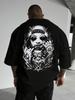 Men'S Navy Blue "STAYFOLD" Graphic T-Shirt with Skull & Crossbones Design - Casual Short Sleeve