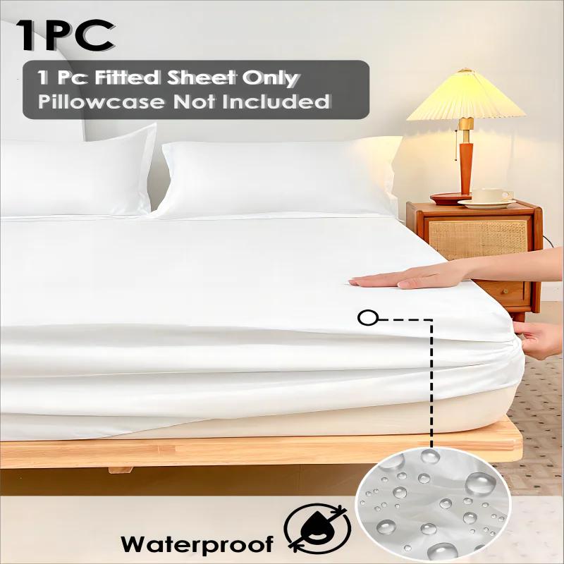 1PC Plain Color Waterproof Mattress Cover Polyester Material Thin Breathable Bedroom Four Seasons Apply
