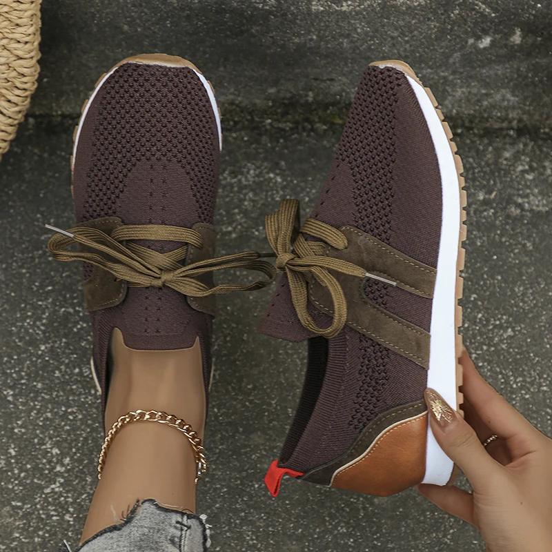 Tênis de Tricô Leves para Mulheres Respiráveis Slip On para Caminhada Corrida Mulher Tamanho Grande 43 Antiderrapante Casual Sapatos Esportivos