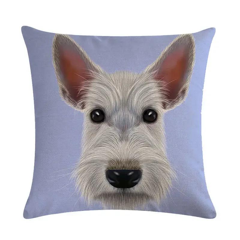 Cute Dog Cushion Cover Cartoon Pet Linen Pillow Cover Office Sofa Home Decoration Pillow Cover 45*45Cm