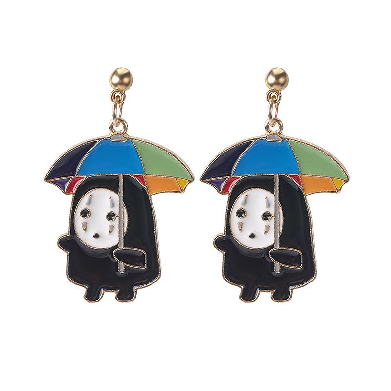 925 Silver Spirited Away No-Face Man Cartoon Earrings, Creative Alloy Drip Oil Ear Studs Jewelry.