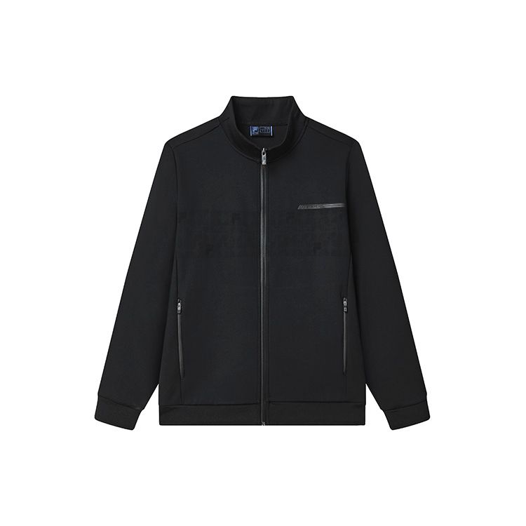 FILA Solid Color Stand Collar Zip Jacket Men jackets Black F11M312501F-BK