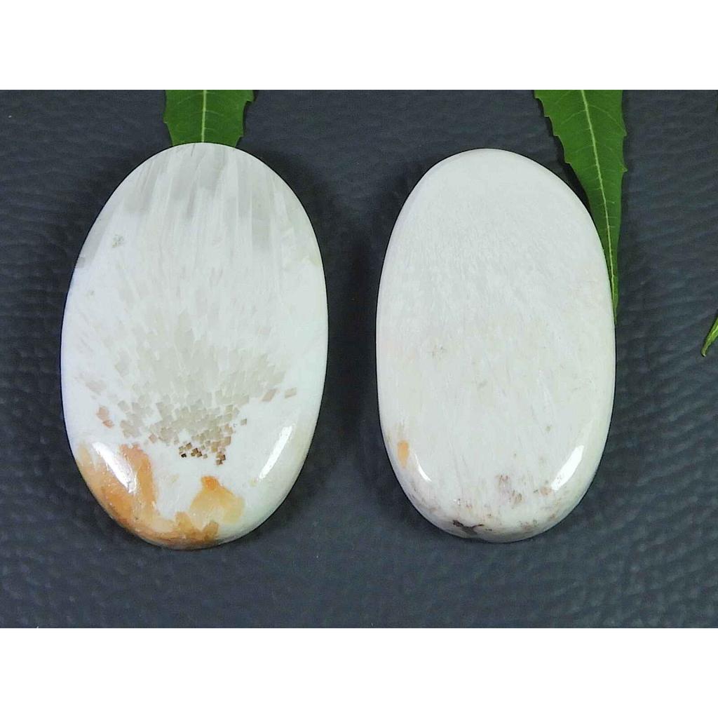AAA Pink Scolocite Oval Shape 2Pcs cabcohon Loose Gemstone 150Cts. 44-44MM SK-3534