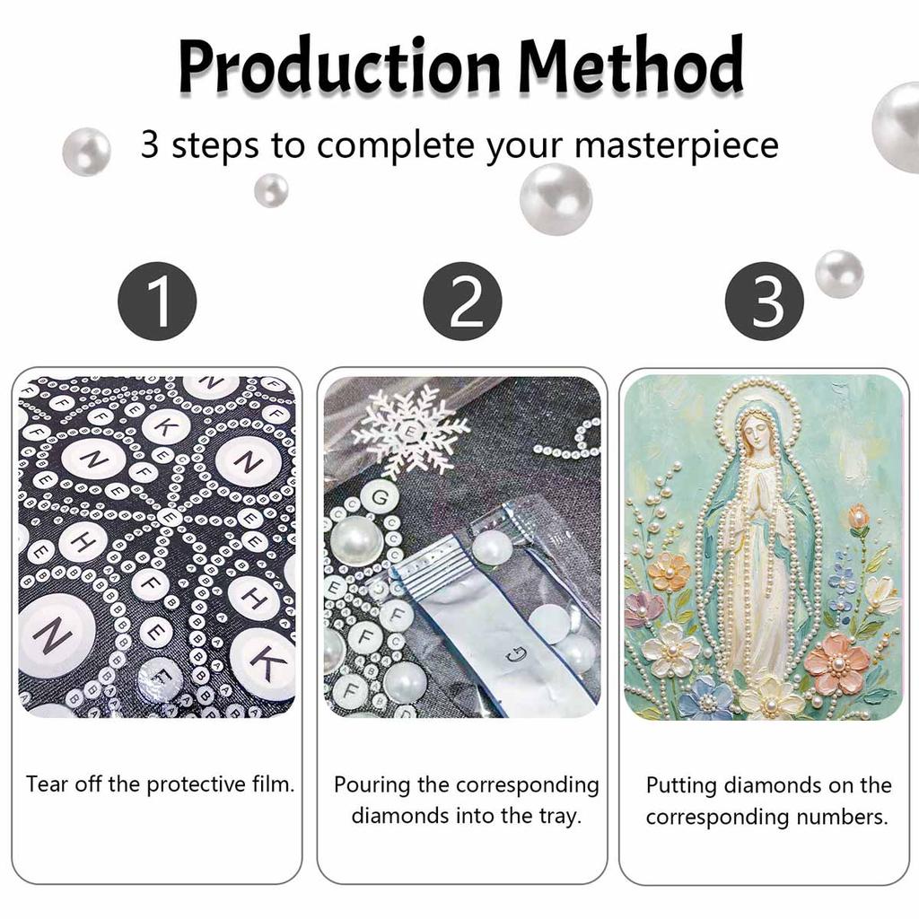 Virgin Mary Pearl Painting Handmade Diy Pearl Art Painting Stickers Home Decoration Gifts