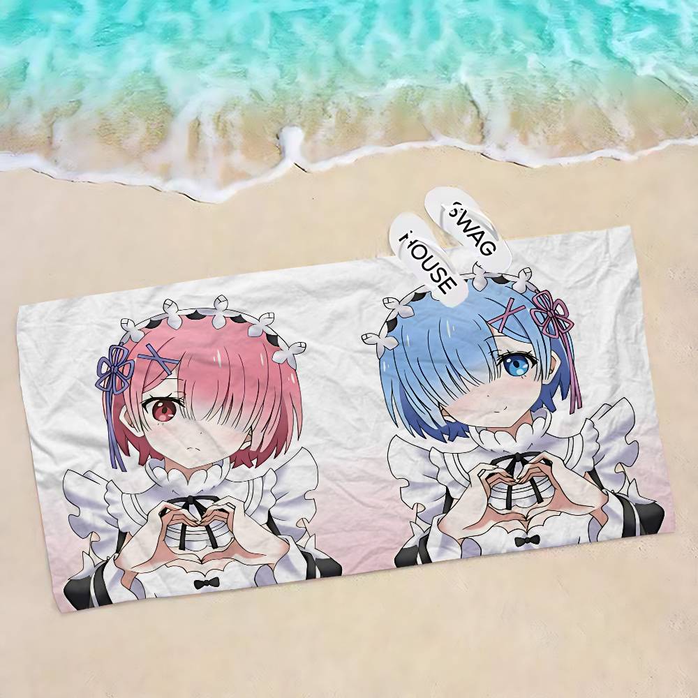 Re Zero Anime Mikrofaserdecke Schnelltrocknende Strandtücher Übergröße Druck Super Saugfähige Poolhandtuchdecke