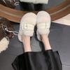 Thick-soled Fluffy Slippers for Women To Wear In Autumn and Winter 2025, New Muffin Half-slippers, High-end Cotton Slippers