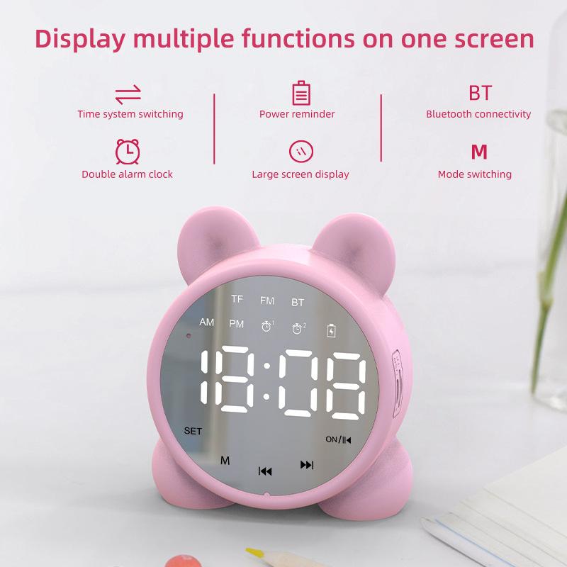 Table Clock Bluetooth Wireless Audio Mini LED Mirror Digital Alarm Clock Temperature Weekend Display Desk Clock