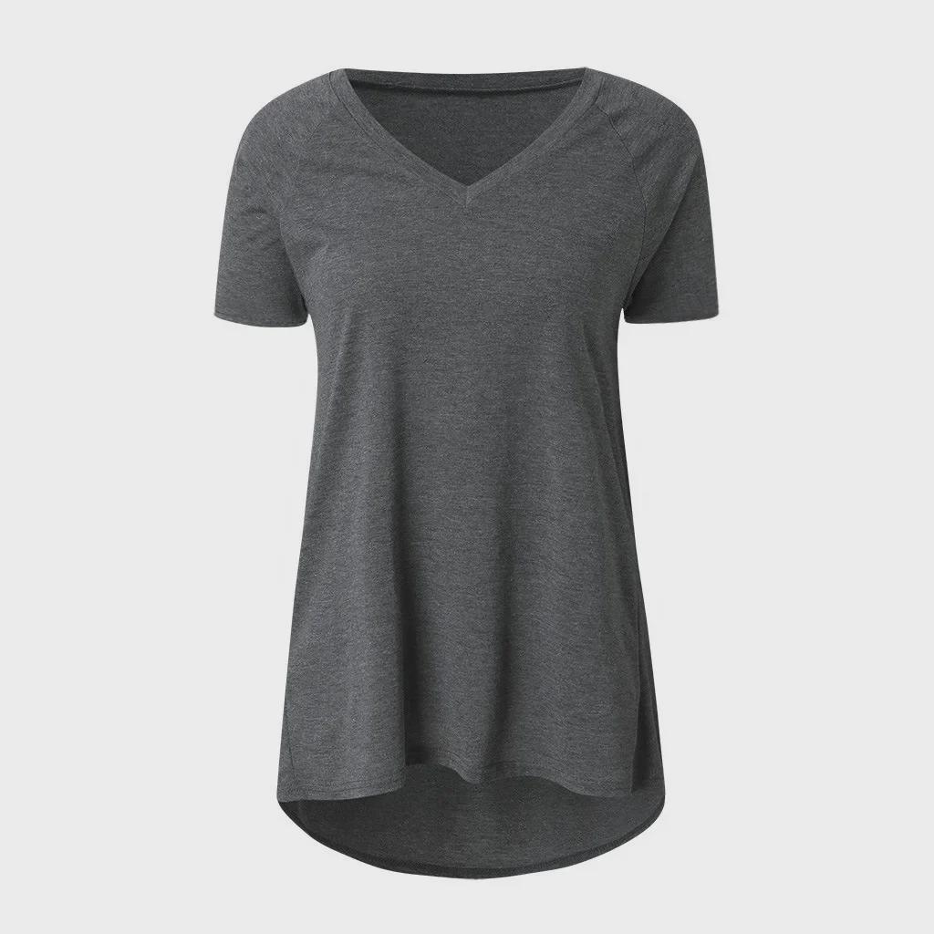European and American Plus Size V-Neck Loose Casual Short Sleeve T-Shirt