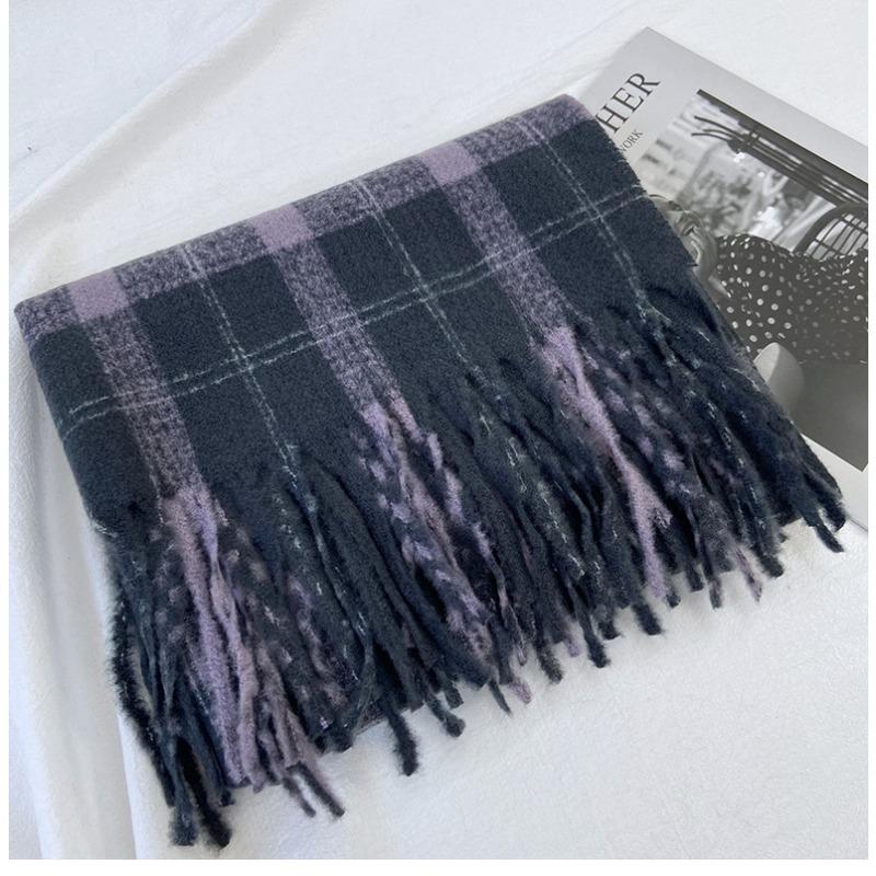 Luxury Autumn Winter Korean Plaid Scarf Women Thickening Warm Tassel Shawl Cashmere Imitation Muffler Fashion Designer Scarves