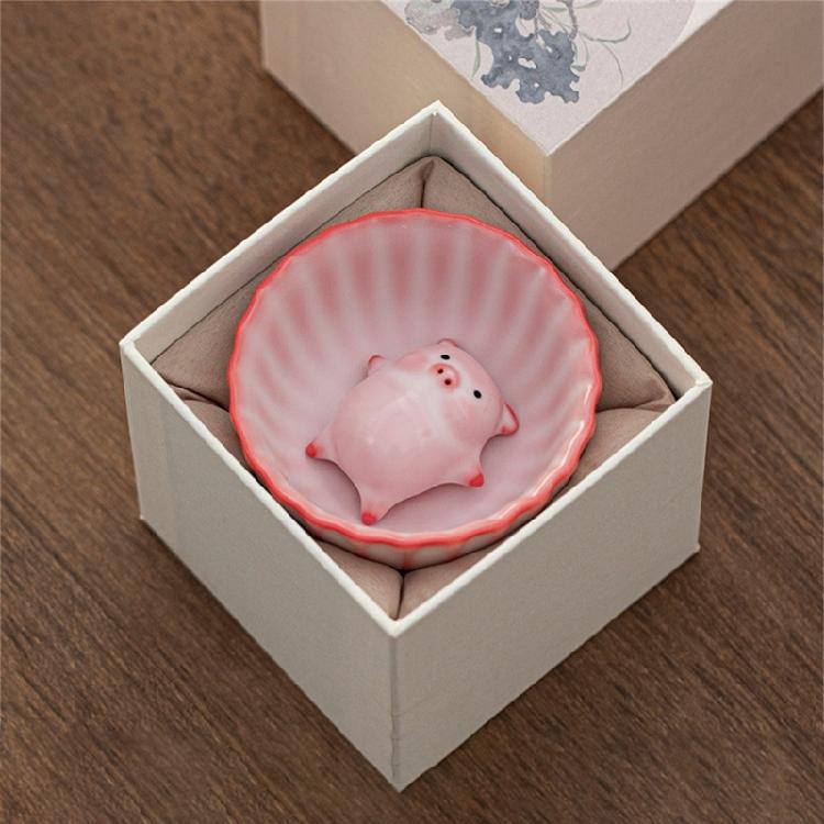 Ceramics Pippy Figurine Teacup Hiddens Animal Inside Cup Novelty Teacup Holiday Mother Day Christmas Birthday Gift