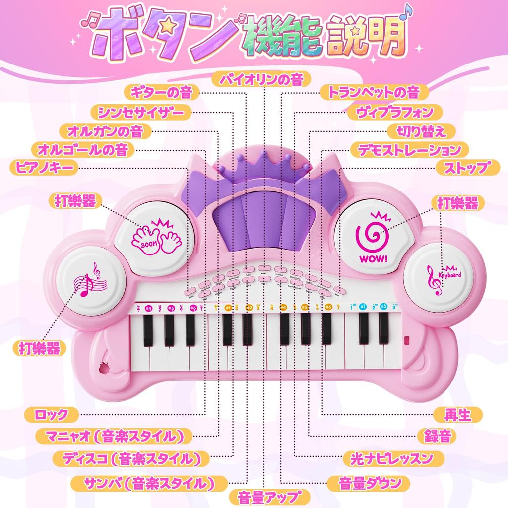 Cute Stone Piano Toy Keyboard 3 In 1 How To Play Educational Toy with Microphone 8 Types of Instrument Effects Light Navigation Lesson Mode Light