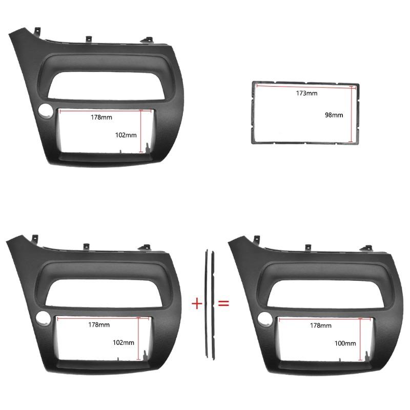 Painel de rádio de fáscia de carro 2 Din para Honda- Civic- Hatchback 2006-2011CD DVD Moldura de fáscia Painel Adaptador Capa Guarnição  (Roda esquerda)