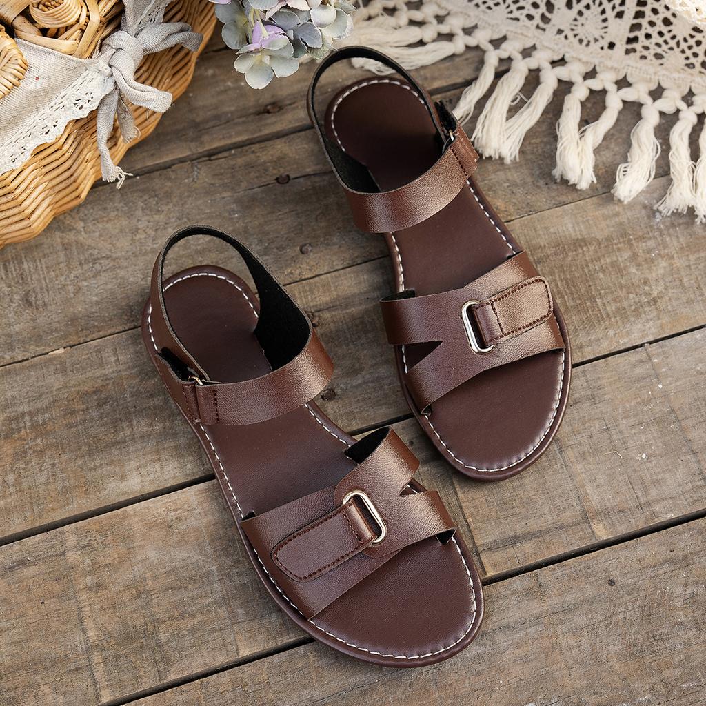 Damen Sommer Flache Sandalen Metall Schnalle Riemen Offene Zehenpartie Lässige Strand Römische Schuhe für Damen