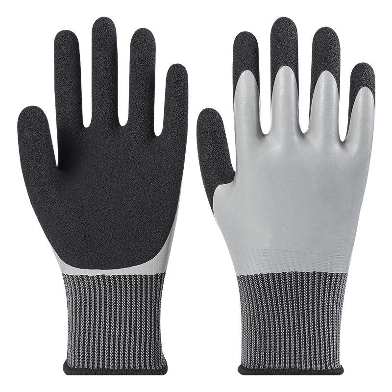 Tide-Chasing Wear-Resistant Waterproof Latex Work Gloves - Non-Slip, Ideal for Construction.