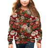 Girls Round Neck Pullovers For Kids Christmas Day Embroidery Printed Tops