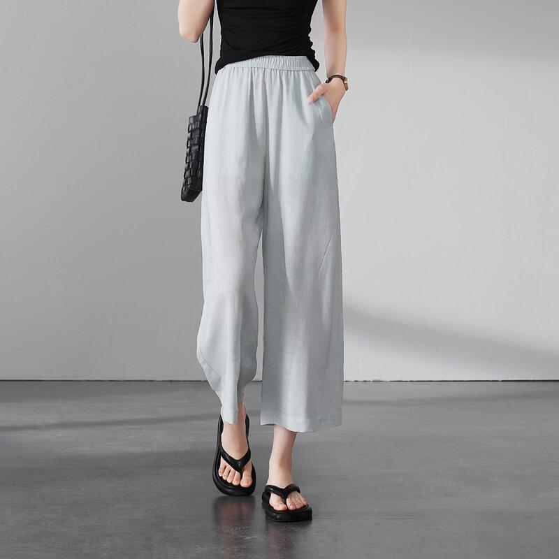SOFSIL Damen Cropped Jacquard Weite Hosen