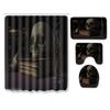 Skull Shower Curtain Floor Mat Combination Four-Piece Set Bathroom Toilet Carpet Shower Room Mat Foot Mat