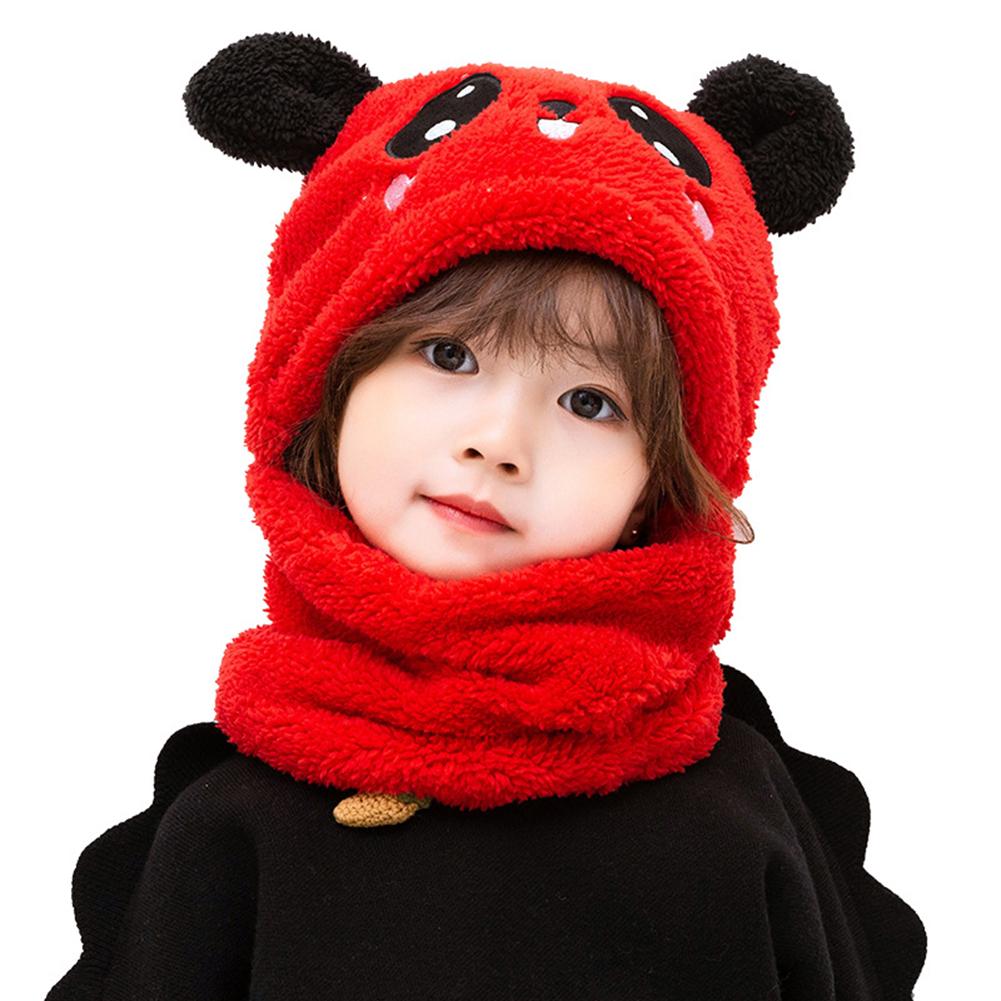 Children's  Hat Coral Fleece Cute Ear Cap With Scarf For  5-9 Years  Old Kids