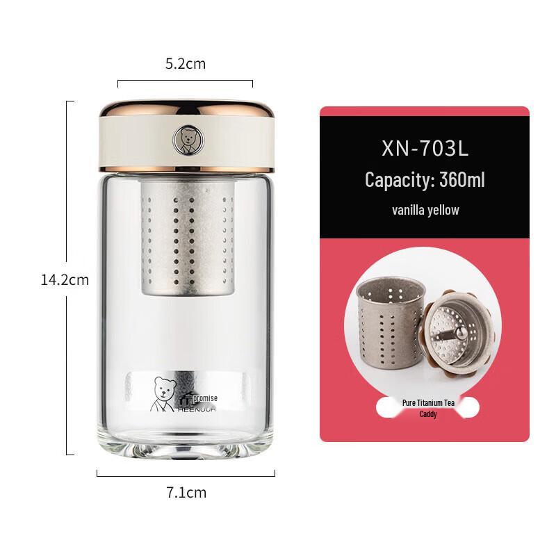 Heenoor Double-Walled Borosilicate Glass Tea Infuser Bottle