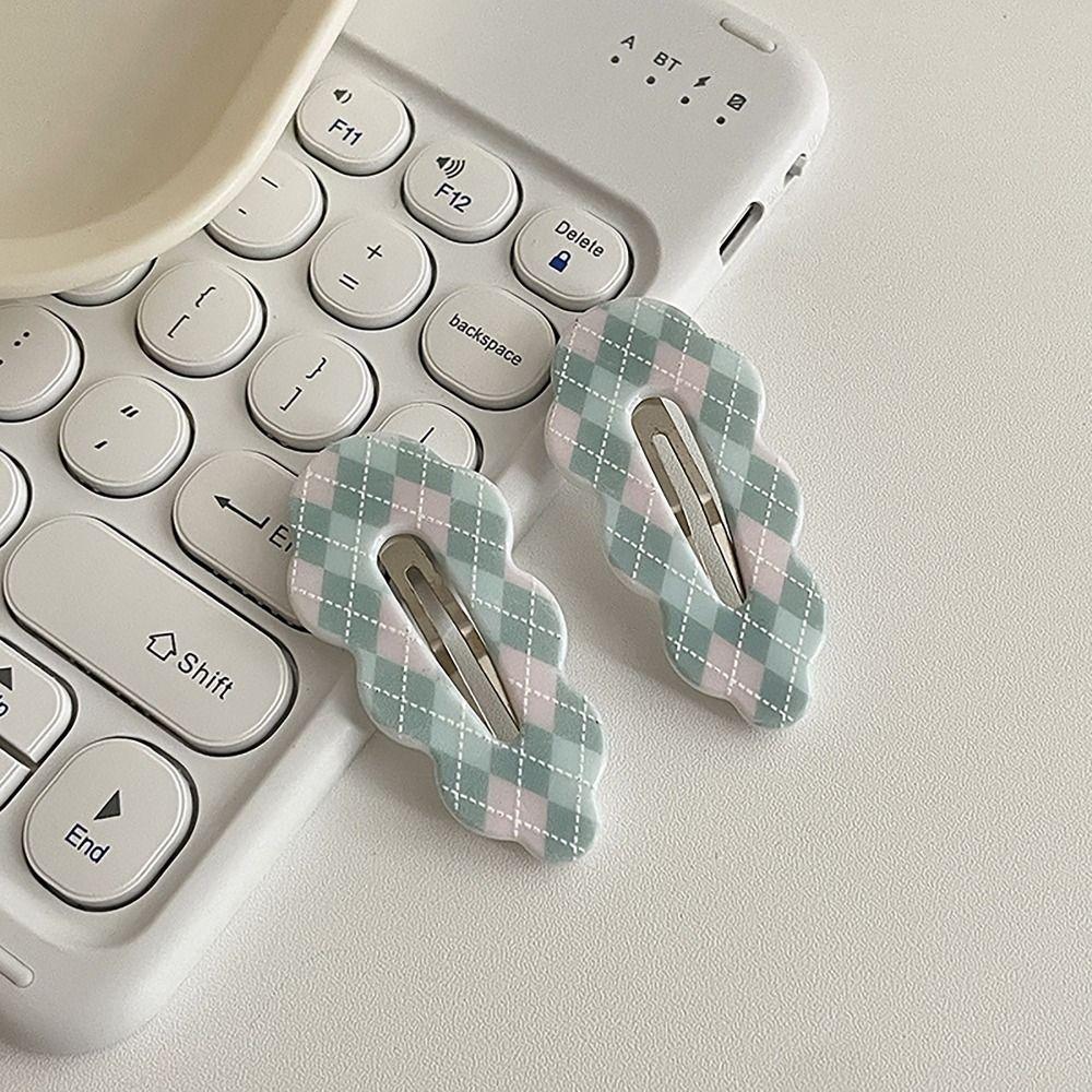 1pc Fashion Hair Ornament Clouds Hair Clips Sweet Headwear Grid Bang Clip INS Style Hairpin Girls