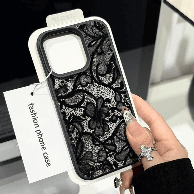 Brand New Lace Pattern Lychee-Textured Phone Case For iPhone 17 16 15 14 13 12 11 Pro Max XS XR Plus 17 Air 16 17 Pro Soft Cover