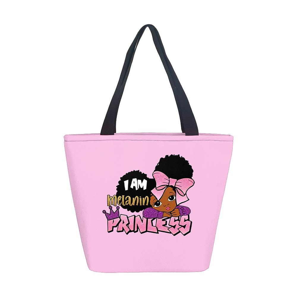 Borsa a Mano da Donna Ragazza Africana Borsa a Spalla Ragazza Borsa in Tela Stampata Tendenza Moda Borsa Tote di Grande Capacità