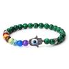 6mm 7 Chakra Beads Bracelets Lucky Evil Eye Hand Of Fatima Women Men Natural Lava Stone Agates Bracelet & Bangle Prayer Jewelry