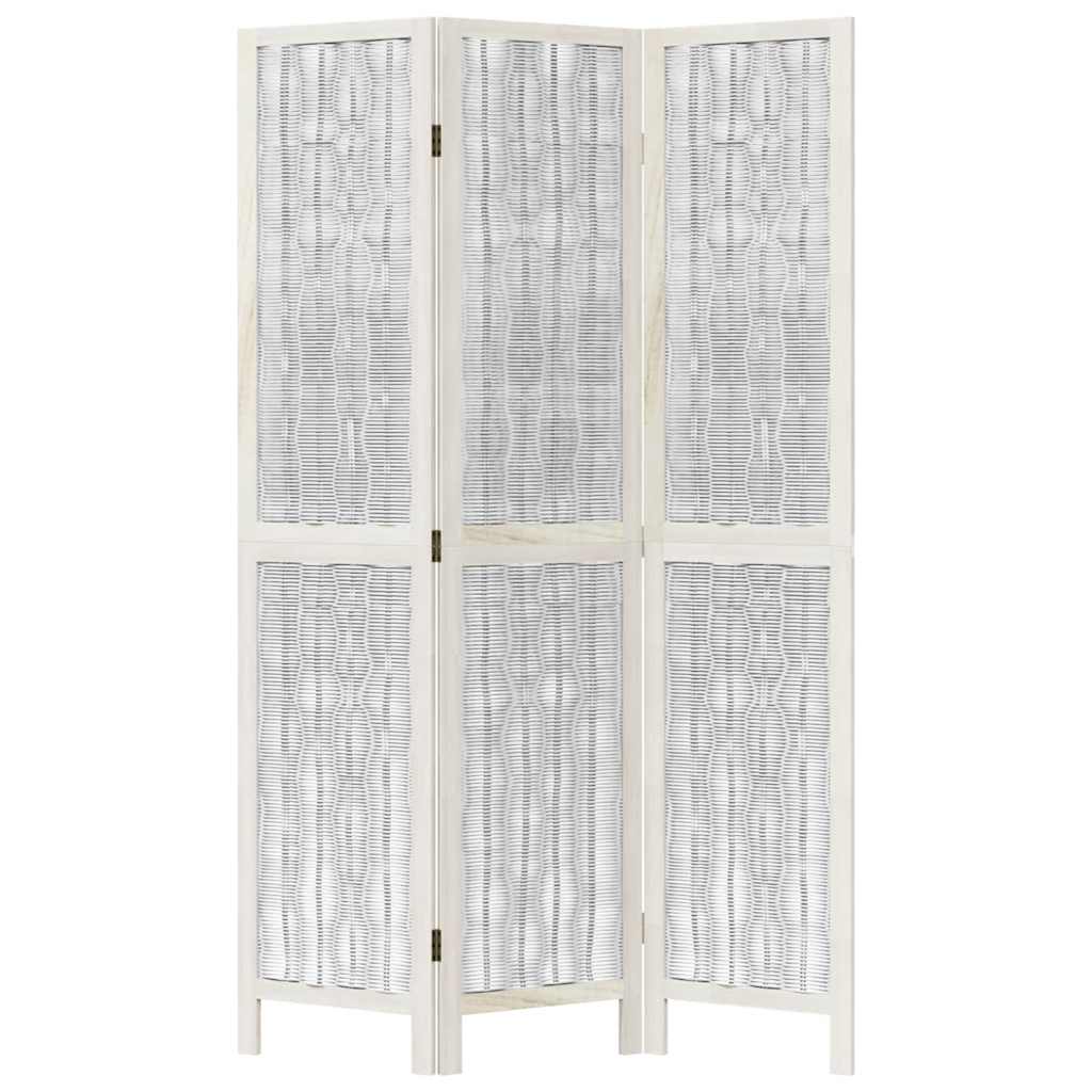3 Piece Room Divider White Solid Paulownia Wood