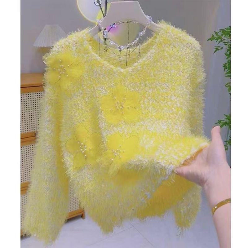 Women's Soft Knit 3D Floral Sweater - Gentle, High-End Style for Autumn/Winter