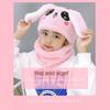 Double Fleece Coral Velvet Cap Cartoon Rabbit Scarf Thicken Cap Winter Kids Caps  Children