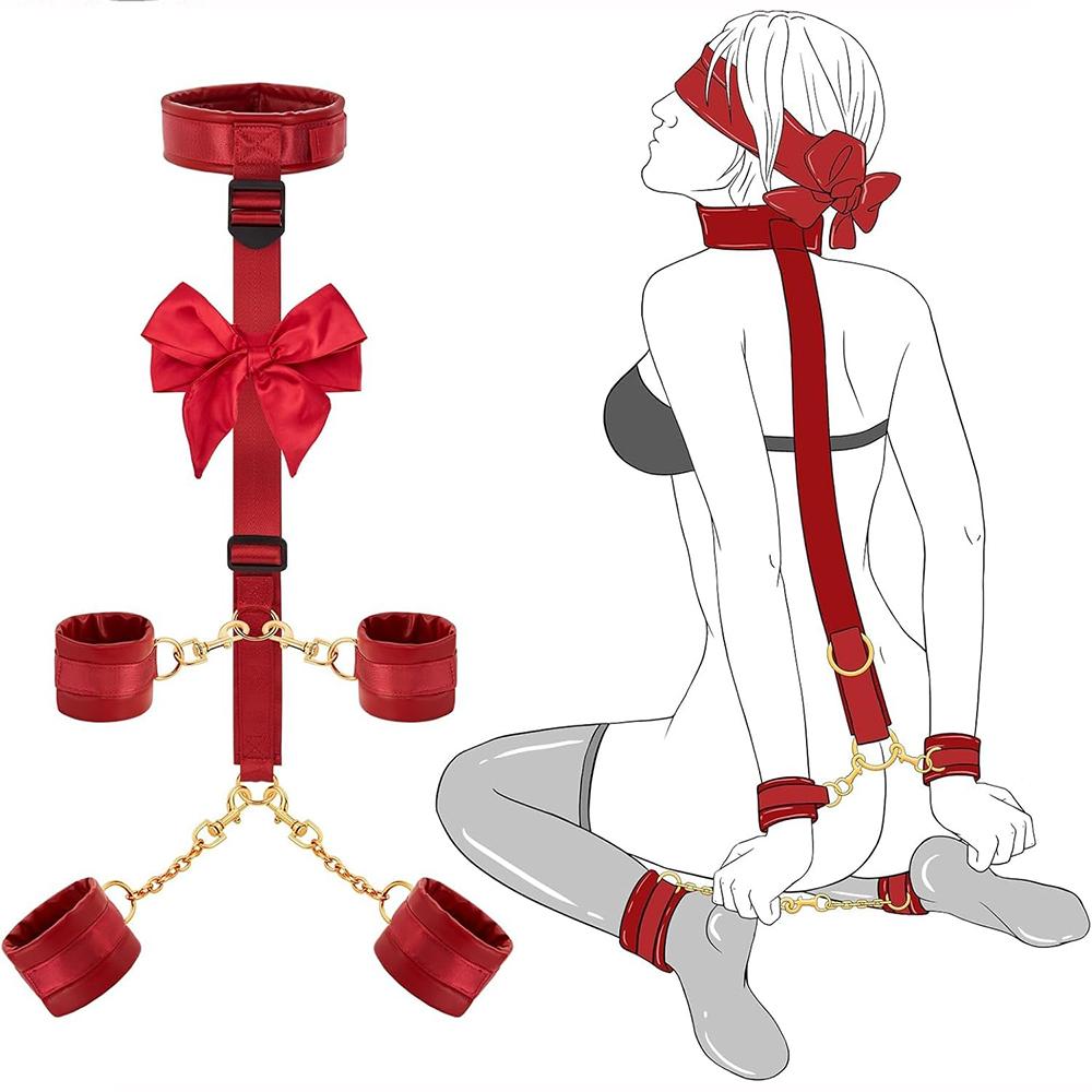Sex Toys for Women Flirting Adjustable Erotic Handcuffs Neck Ankle Bondage Harness Open  Adult Couple Slave Restraints