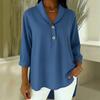 Spring Summer New Women's Casual Loose Fashion Blouse, Cute Doll Neck Button Shirt for Crossborder Europe America