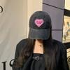 Cute Heart Patch Baseball Cap Adjustable Cotton Sun Hat For Spring Summer And