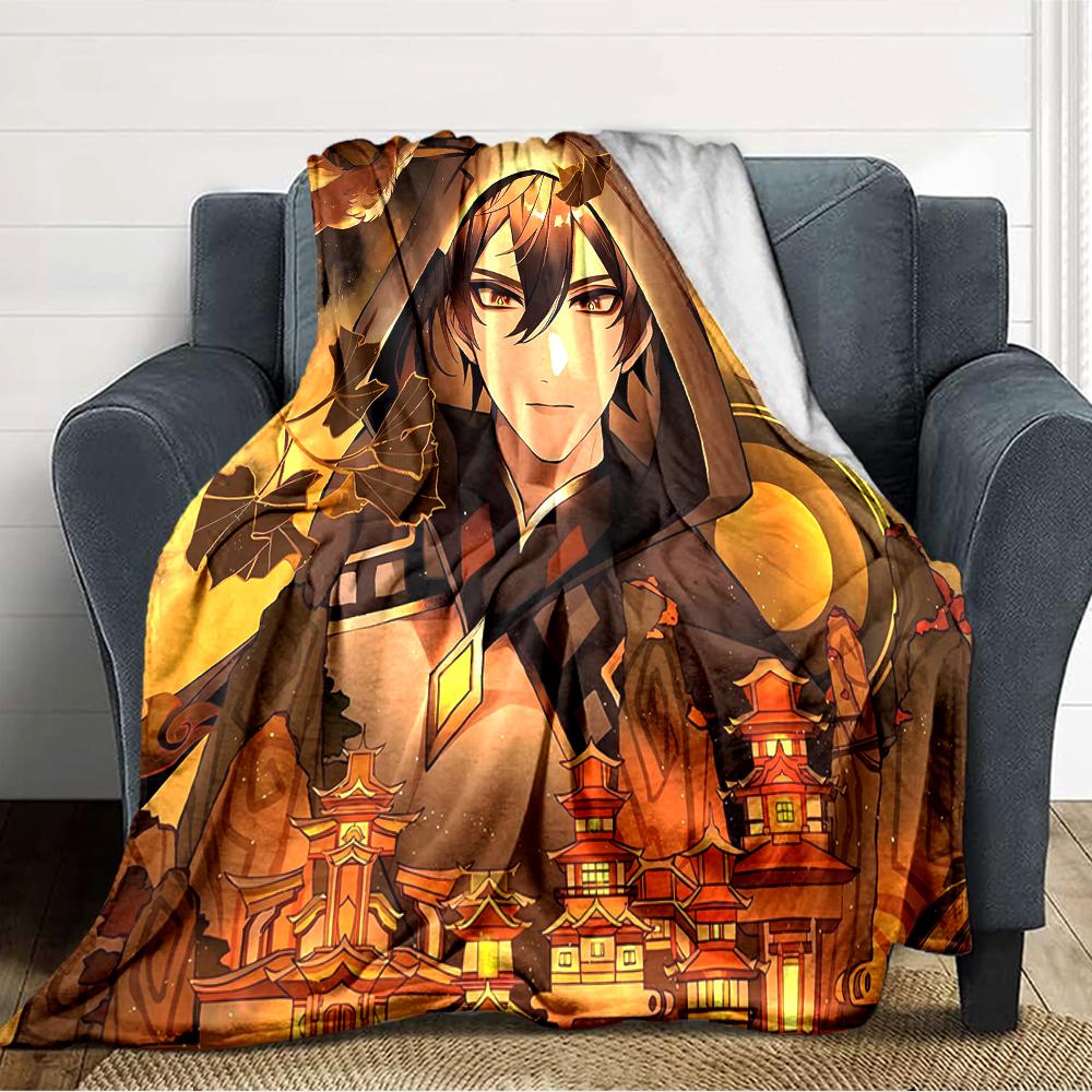 1pc Genshin Impact2 Blanket, Gift, for Men and Women, Soft Blanket, Good for Sofa Bed Couch Travel, Lightweight Flannel Blanket