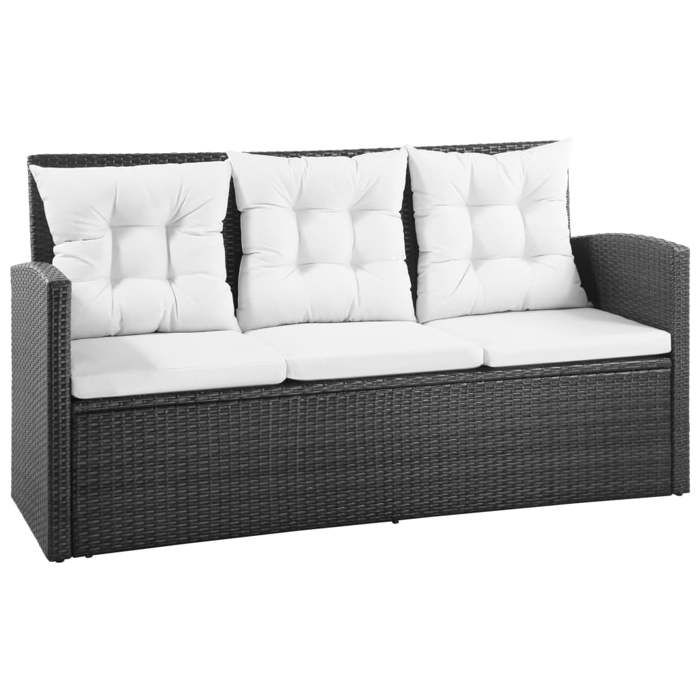 VidaXL Salon de jardin 5 pcs avec coussins Résine tressée Noir