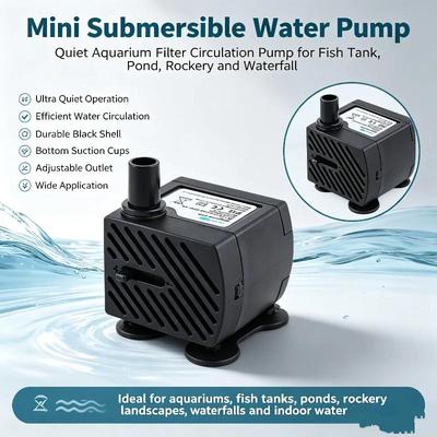 Aquarium Umwälzpumpe 2,5W Wasserpumpe Aquarium Filterpumpe Leise Tauchpumpe, Tragbare Wasserpumpe Umwälzpumpe