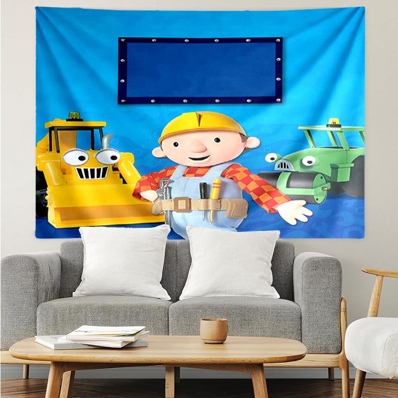 Bob-the-Builder Print Tapestry, Backdrop, Easy Setup, Ideal for Bedroom, Office & Living Room, with Aesthetic Wall Hanging Decor.