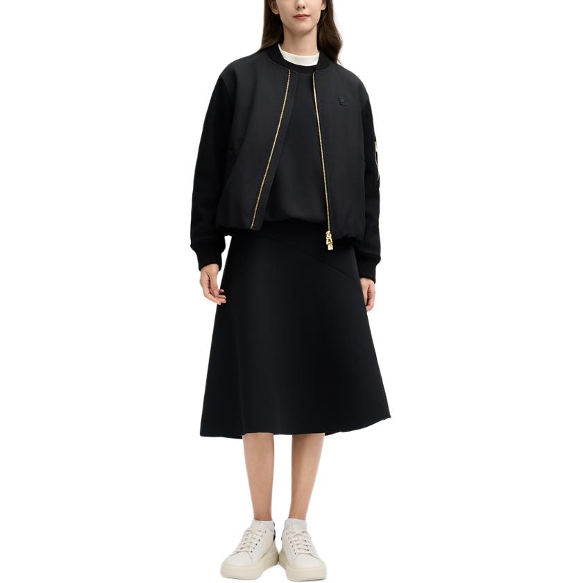 Fila Milano Series Fashion Casual Comfortable Warm Cotton Jacket Women Jacket Black F11W515902F-BK