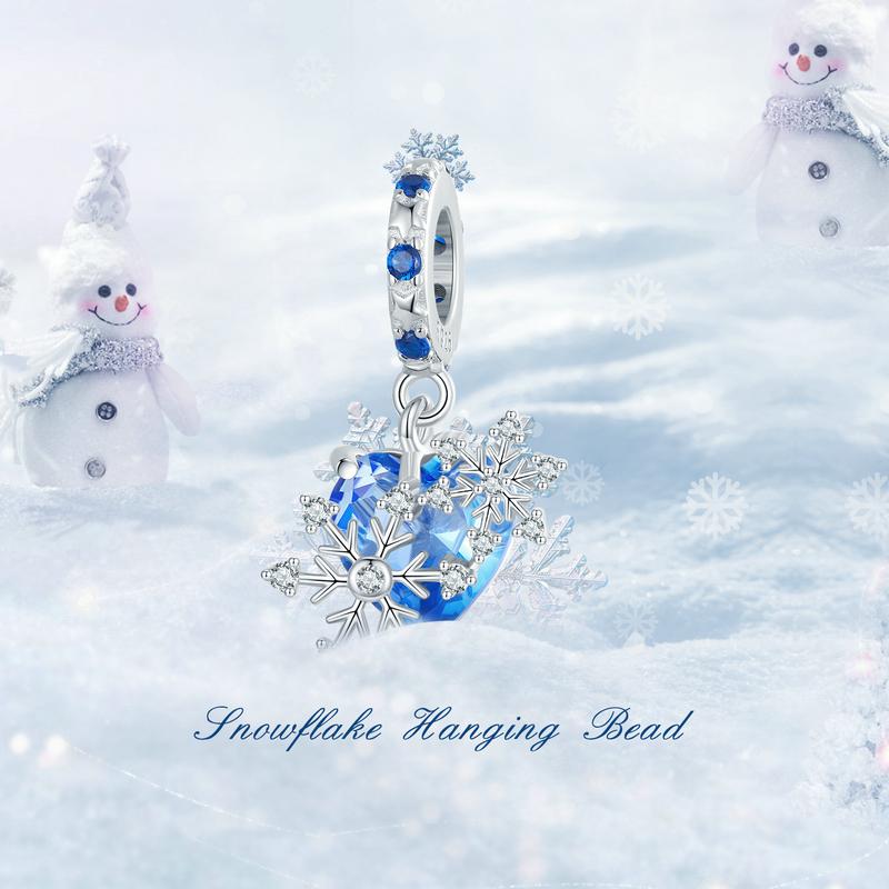 WOSTU 925 Sterling Silver Snowflake Stopper Beads Heart Butterfly Charms Pendant Fit Bracelet Necklace Xmas New Year DIY Gift