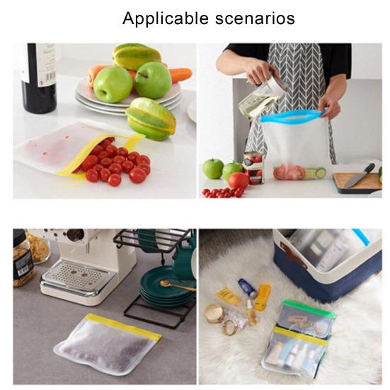 Reusable Transparent Fresh-keeping Bag Double Zipper Sealed Bag Leakproof Sandwich Bag Washable Food Storage Container