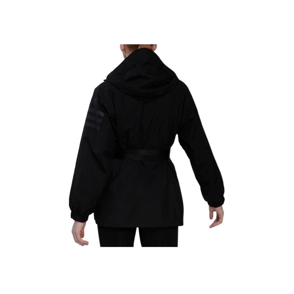 Adidas Kurtka damska z kapturem na sporty outdoorowe w jednolitym kolorze czarna HG8585