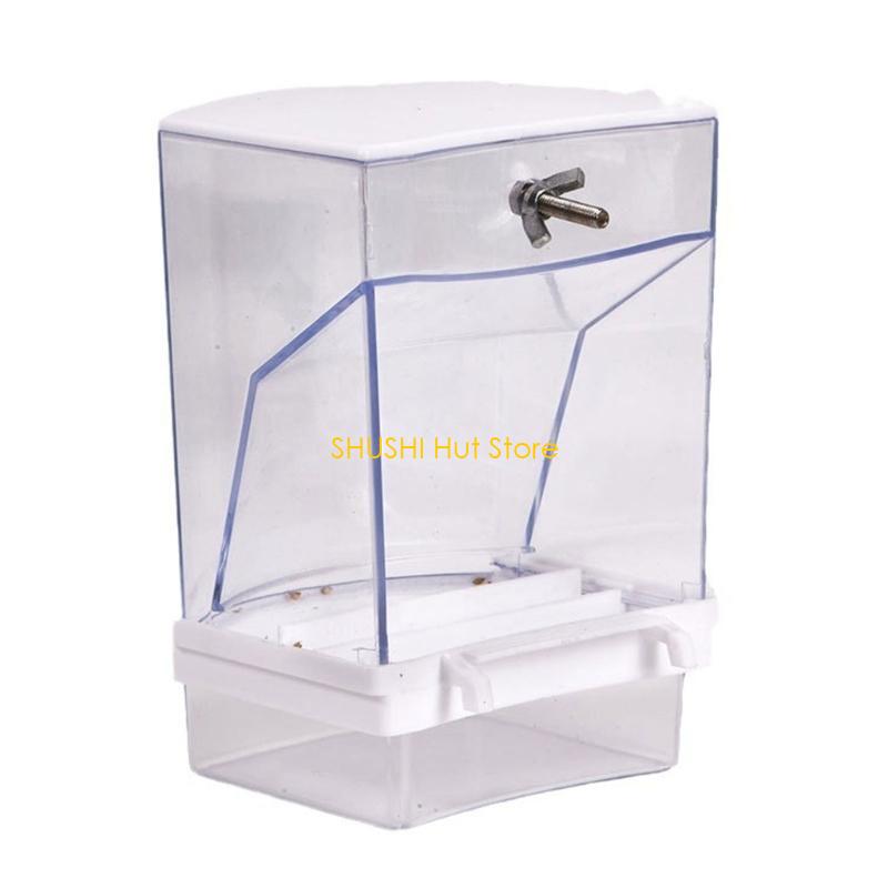 Bird Feeding Box Dustproof Food Dispenser AntiSplash Parrots Food Feeder Birds Cage Screw Feeder Clear Food Container D57B CN