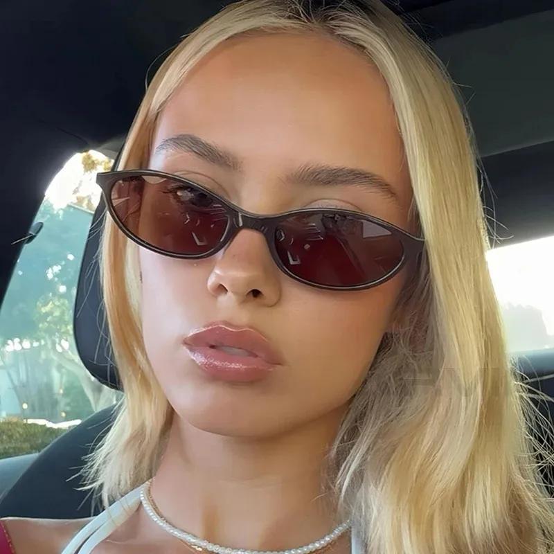 Retro Oval Frame Sunglasses Fashion Personalized Trendy Small Frame Sunglasses Punk Cat Eyes Sunshade Sun Protection Glasses