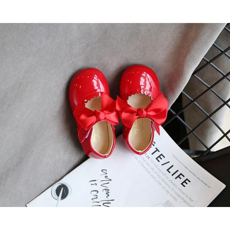 Dziecięce Cukierkowe Kolory Małe Buty Miękkie Podeszwy Wiosna Nowa Wersja Koreańska Duża Kokarda Małe Dziecko Księżniczka Buty Buty