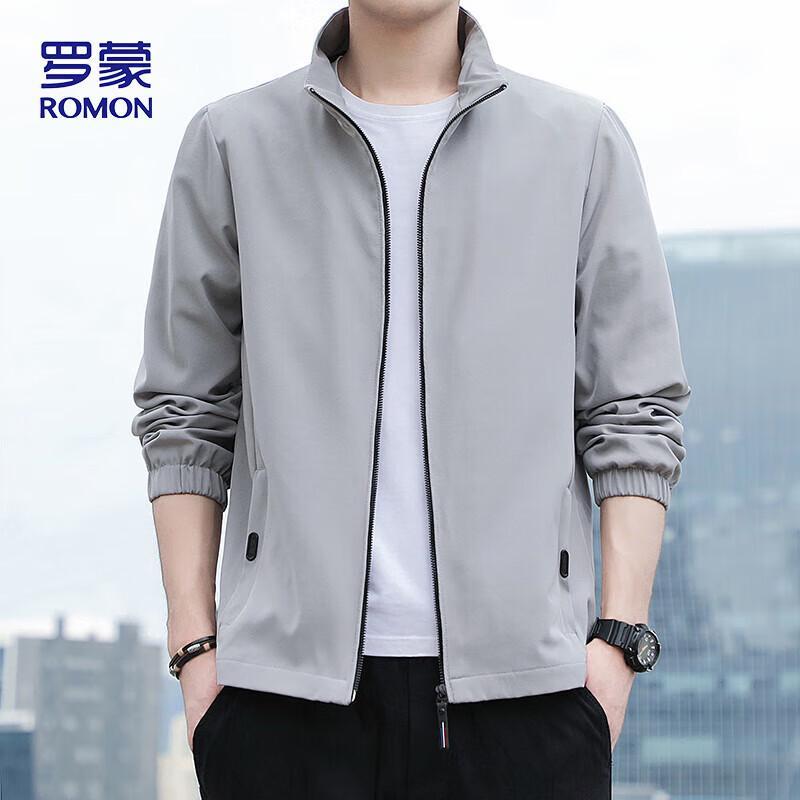 ROMON Men's Casual Windproof Stand-Collar Jacket