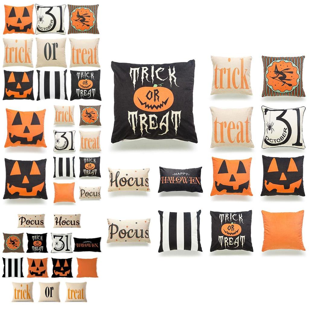 Stylish Halloween Pumpkin Decorative Pillowcases With Invisible Zipper Design