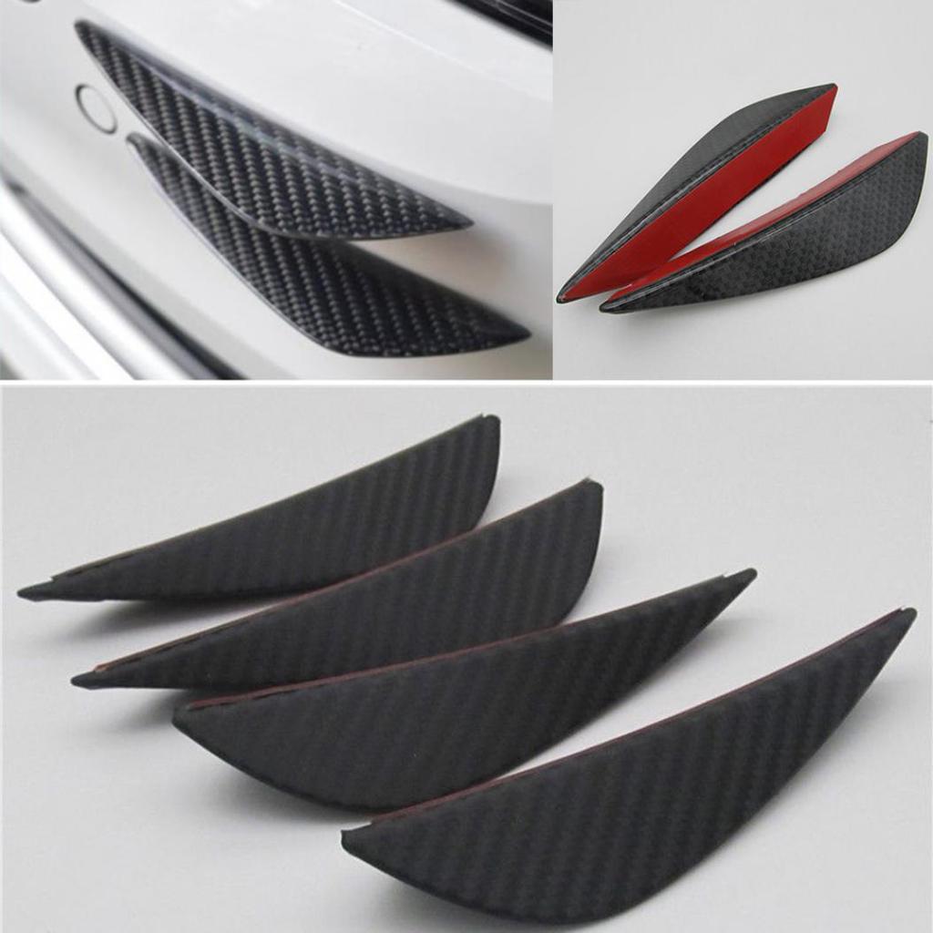 4x Car Suv Front Bumper Rubber Carbon Fins Lips Decor Canards Splitter Trim Wing