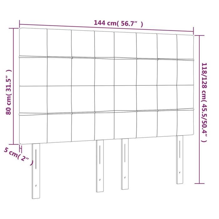 VidaXL Tête de Lit à LED Meuble de Chambre à Coucher Accessoire de Lit Double Tête de Cadre de Lit Intérieur Taupe 3122426